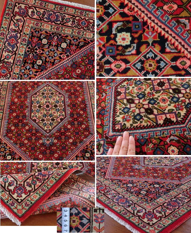 ペルシャ絨毯 ザンジャン産 オールド 6角形のメダリオン、艶やかな花