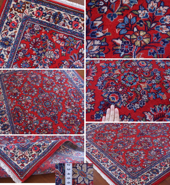 ペルシャ絨毯 赤 サルーグ産 一畳サイズ
