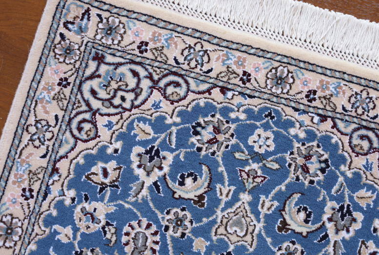 ペルシャ絨毯　青、ウール＆シルク3