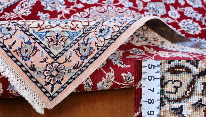 ペルシャ絨毯　ナイン産　赤　cp19697