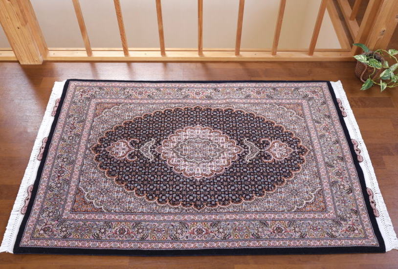 ペルシャ絨毯 タブリーズ産 玄関マット cp19855 ウール＆シルク、マヒ 