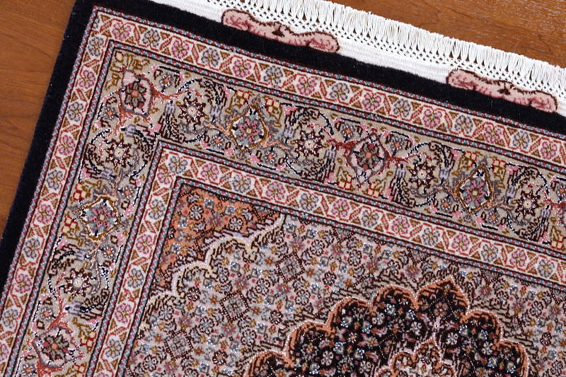 ペルシャ絨毯 タブリーズ産 玄関マット cp19855 ウール＆シルク、マヒ