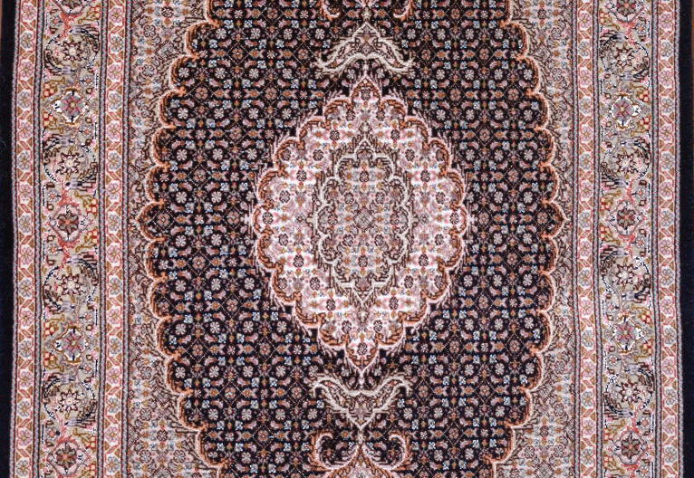 ペルシャ絨毯 タブリーズ産 玄関マット cp19855 ウール＆シルク、マヒ