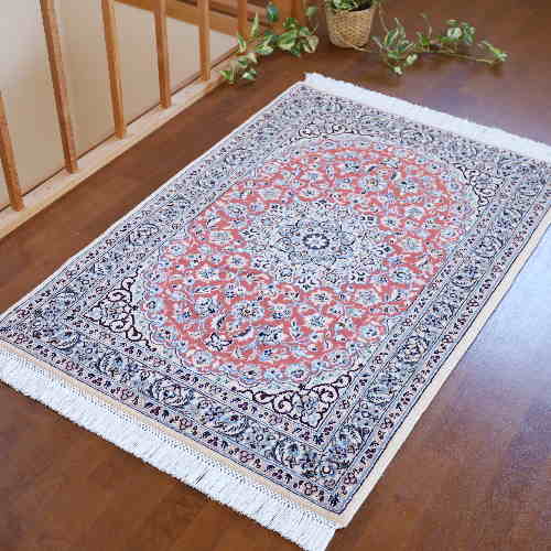 ペルシャ絨毯ナイン産　ブルーグレー