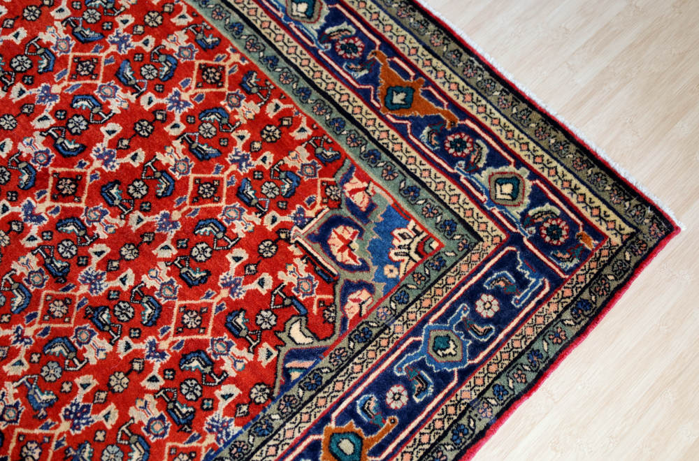 ペルシャ絨毯 ゴルトゥーグ産 156×115cm 角部分の模様の様子