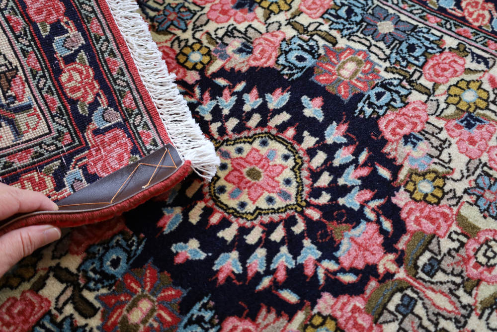 ビンテージペルシャ絨毯　玄関マット　イラン・ビジャー産 88×65cm ピンク