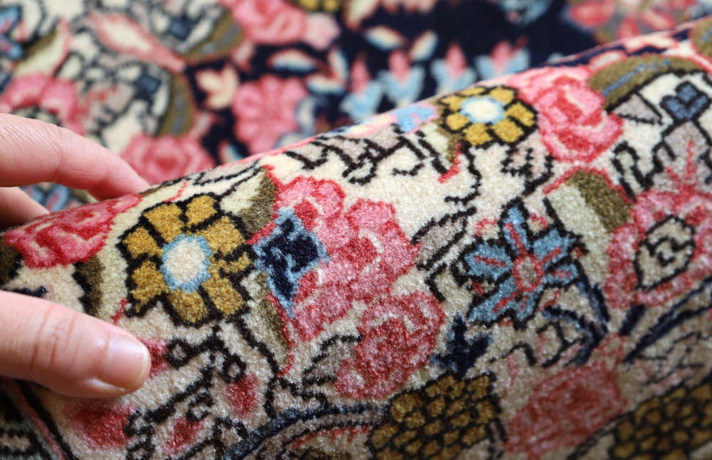 ビンテージペルシャ絨毯　玄関マット　イラン・ビジャー産 88×65cm ピンク