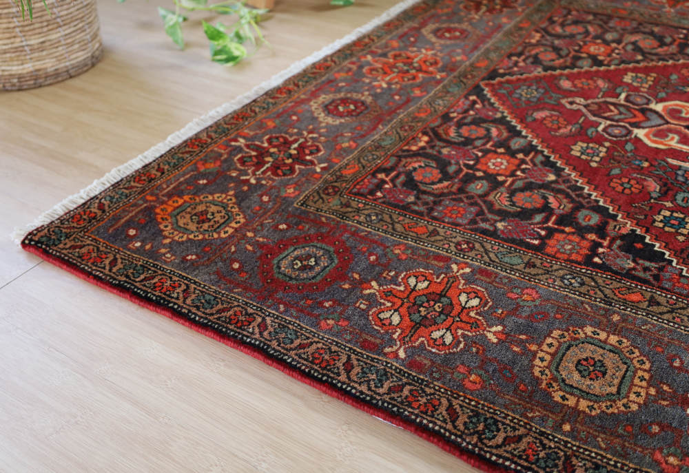 ペルシャ絨毯 イラン、ゴルトゥーグ産 204×135cm ウール　藍と茶