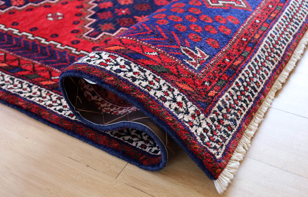 ペルシャ絨毯 イラン、シルジャン産 240×174cm ウール　ネイビー×えんじ