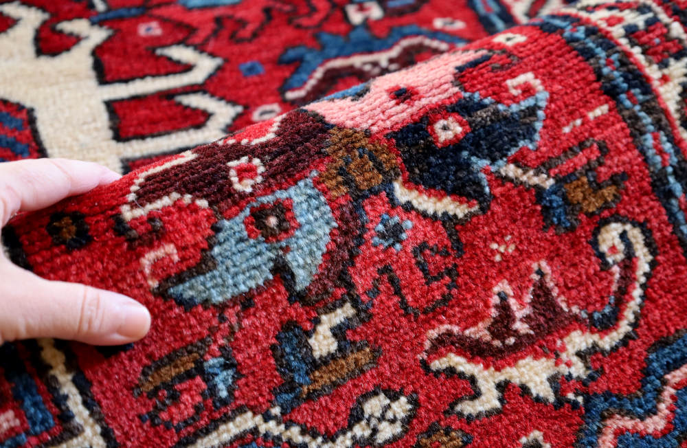 ペルシャ絨毯 イラン、ビドガネ産 190×150cm ウール　藍とえんじ