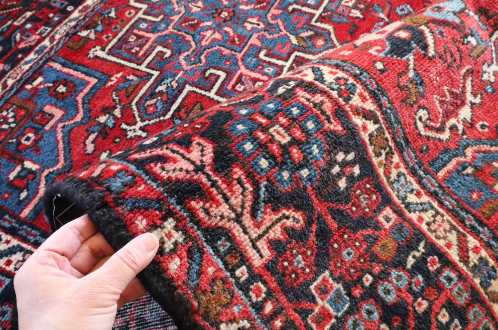 ペルシャ絨毯 イラン、ビドガネ産 190×150cm ウール　藍とえんじ