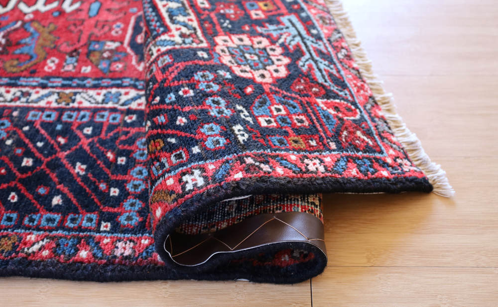 ペルシャ絨毯 イラン、ビドガネ産 190×150cm ウール　藍とえんじ