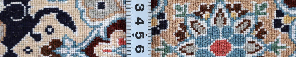 ペルシャ絨毯玄関マット イラン、ナイン産 94×62cm ウール＆シルク　ネイビー