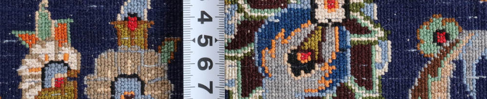 ペルシャ絨毯 イラン、カシャーン産 296×200cm ウール＆シルク　紺色