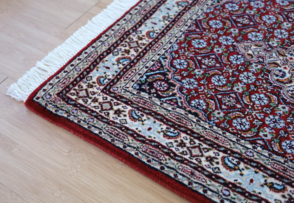 ペルシャ絨毯玄関マット イラン、ムード産 85×61cm ウール＆シルク　赤