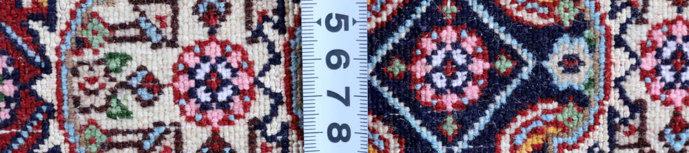 ペルシャ絨毯玄関マット イラン、ムード産 85×61cm ウール＆シルク　赤