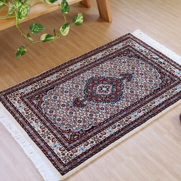 ペルシャ絨毯ムード産玄関マット　88×62cm　白