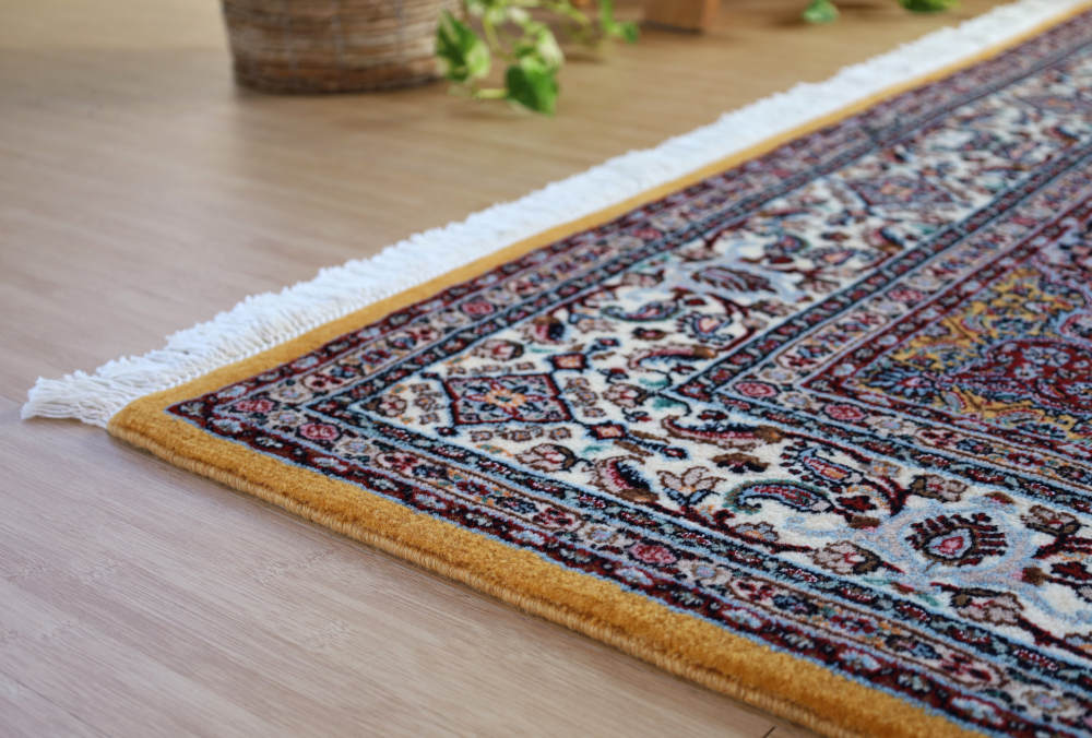 ペルシャ絨毯 イラン、ムード産 207×151cm ウール＆シルク　黄色