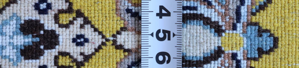 ペルシャ絨毯玄関マット イラン、ナイン産 89×61cm ウール&シルク 黄色