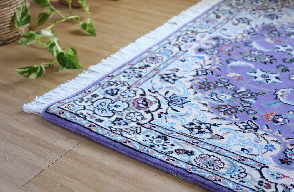 ペルシャ絨毯 ナイン産 147×97cm 紫 ディテール2