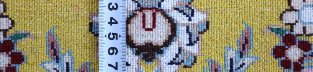 ペルシャ絨毯玄関マット イラン、ナイン産 88×62cm ウール＆シルク　黄色