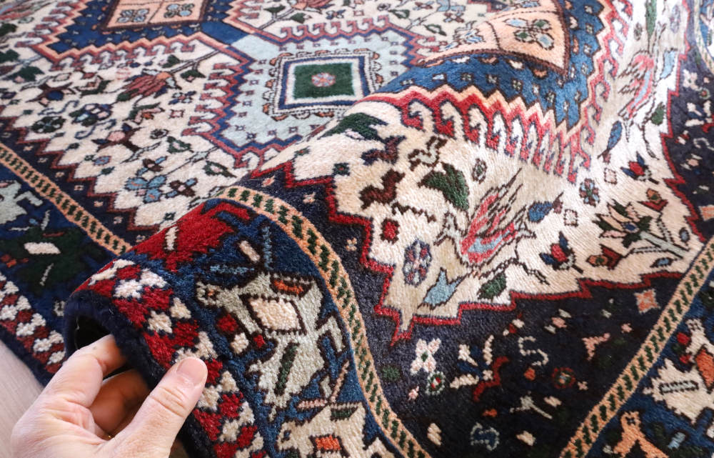 ペルシャ絨毯玄関マット イラン、ヤラメ・ルリ族 136×85cm オールド・ヴィンテージ