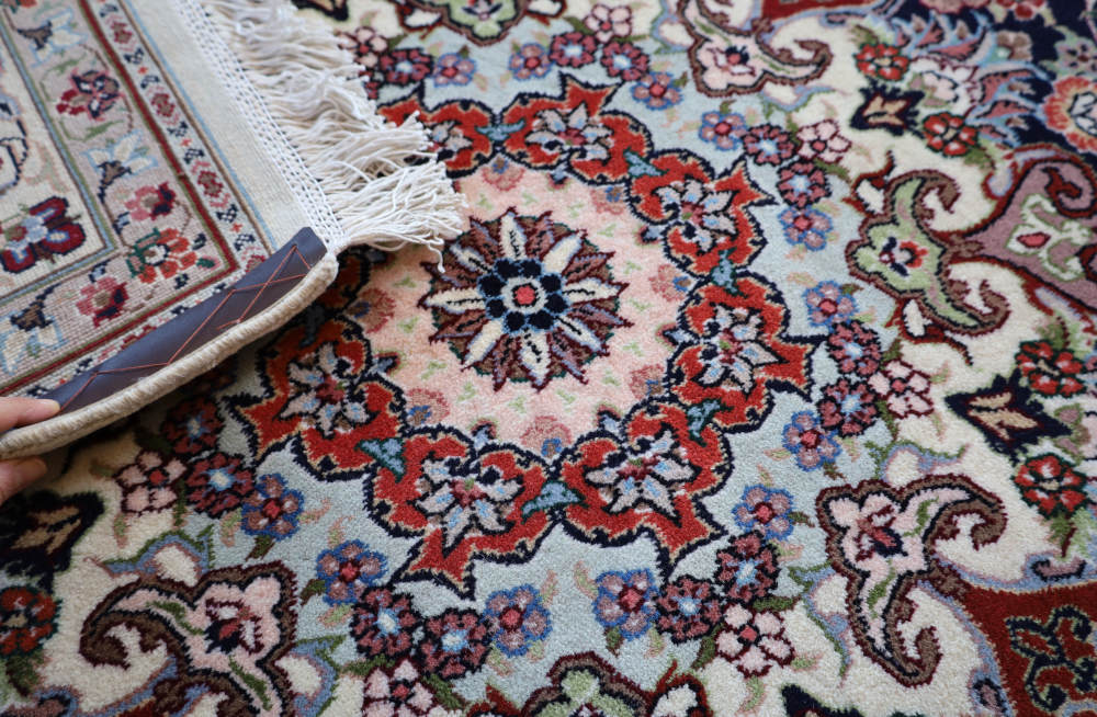 ペルシャ絨毯 イラン、マシャド産 242×180cm ウール　ネイビー