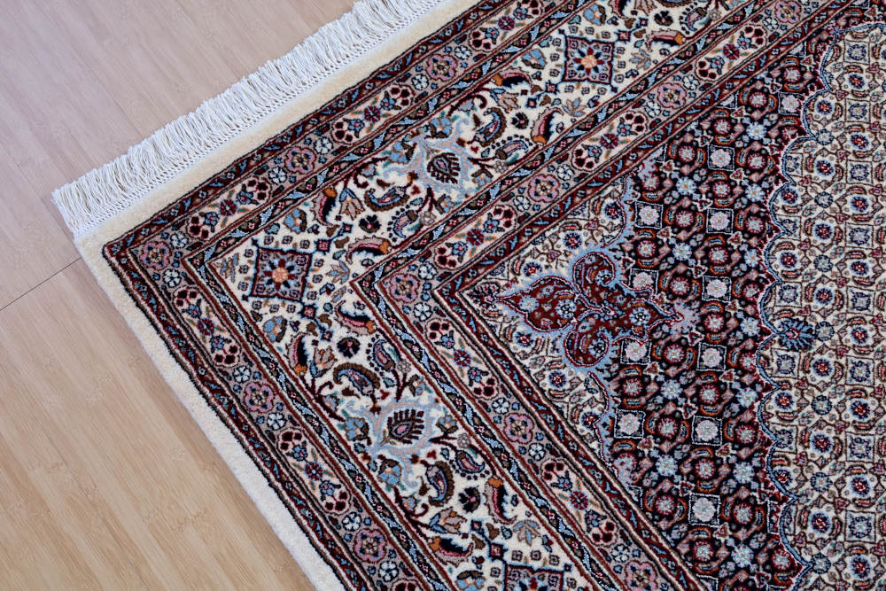 ペルシャ絨毯 イラン、ムード産 246×204cm ウール　アイボリー×ネイビー