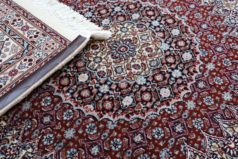 ペルシャ絨毯 イラン、ムード産 246×204cm ウール　アイボリー×ネイビー