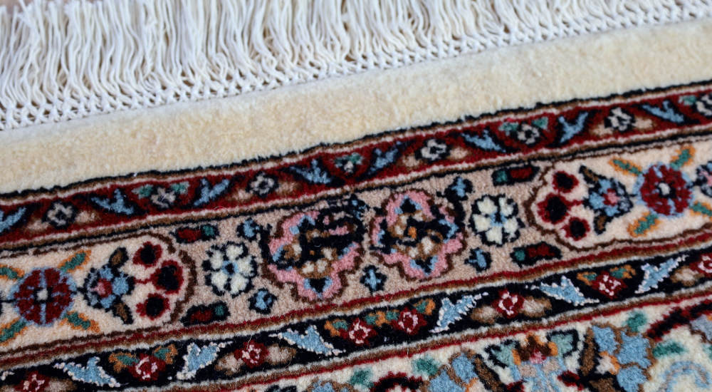 ペルシャ絨毯 イラン、ムード産 246×204cm ウール　アイボリー×ネイビー