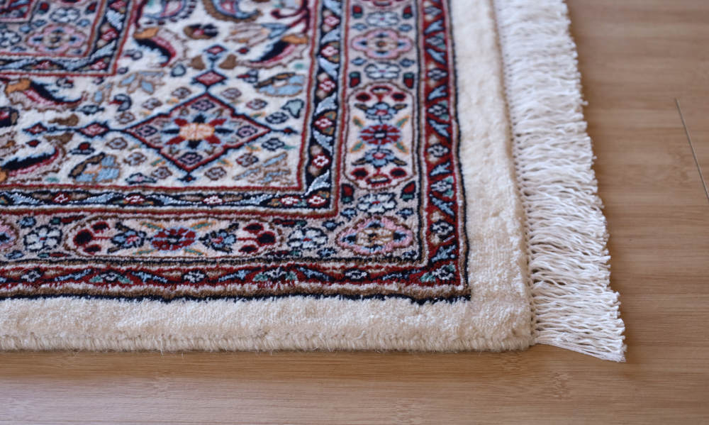 ペルシャ絨毯 イラン、ムード産 246×204cm ウール　アイボリー×ネイビー