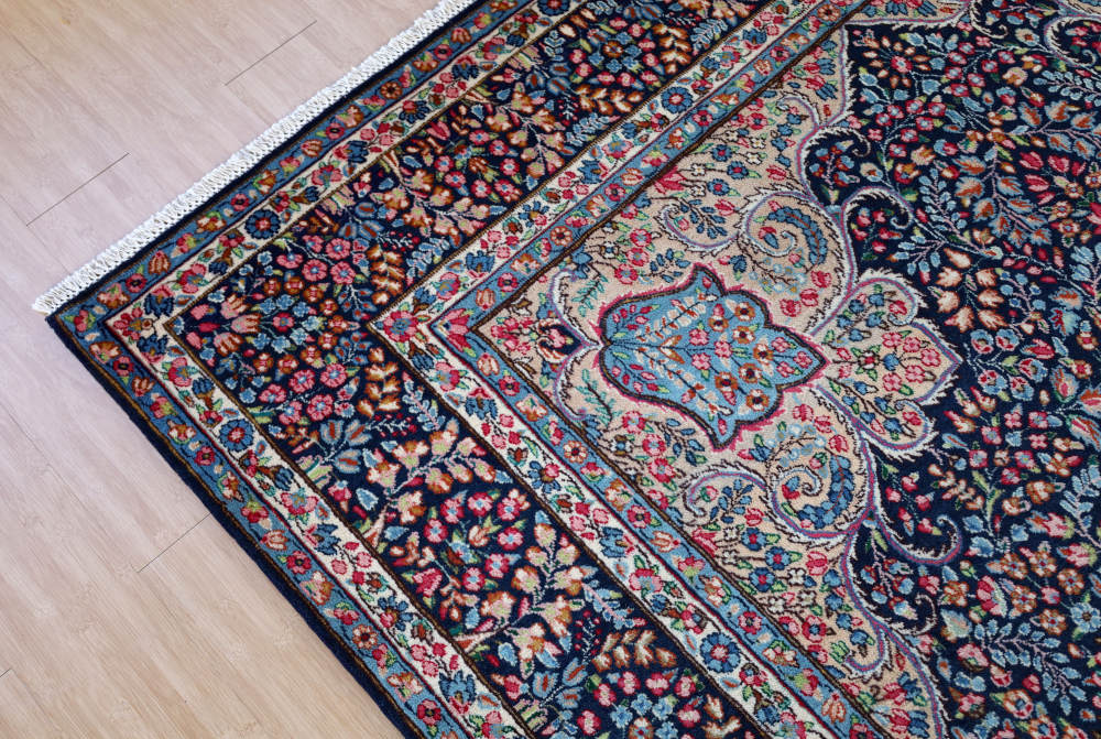 ペルシャ絨毯 イラン・ケルマン産 305×200cm ウール　ネイビー