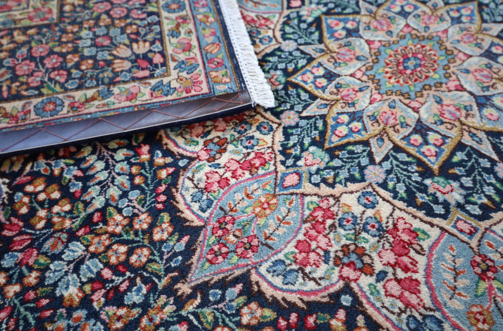 ペルシャ絨毯 イラン・ケルマン産 305×200cm ウール　ネイビー