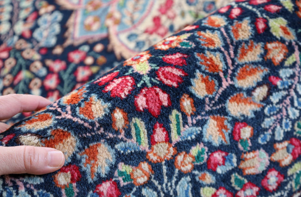 ペルシャ絨毯 イラン・ケルマン産 305×200cm ウール　ネイビー