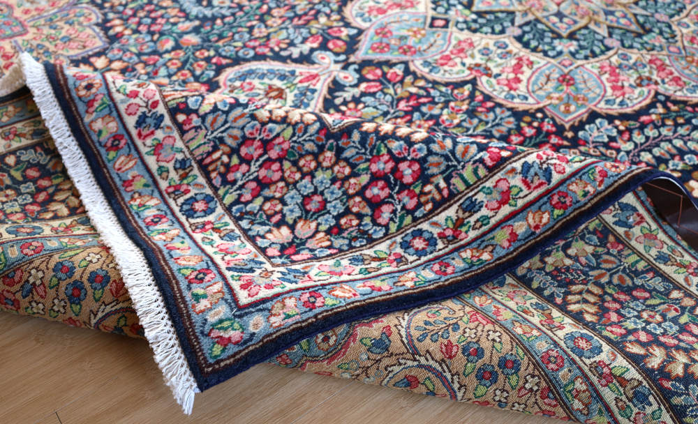 ペルシャ絨毯 イラン・ケルマン産 305×200cm ウール　ネイビー