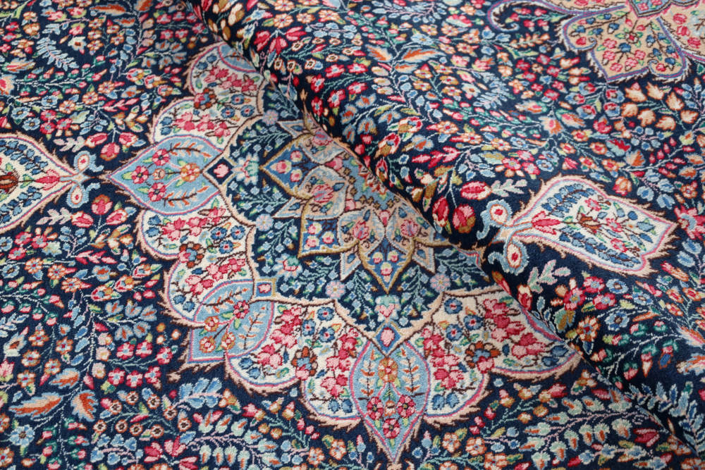 ペルシャ絨毯 イラン・ケルマン産 305×200cm ウール　ネイビー