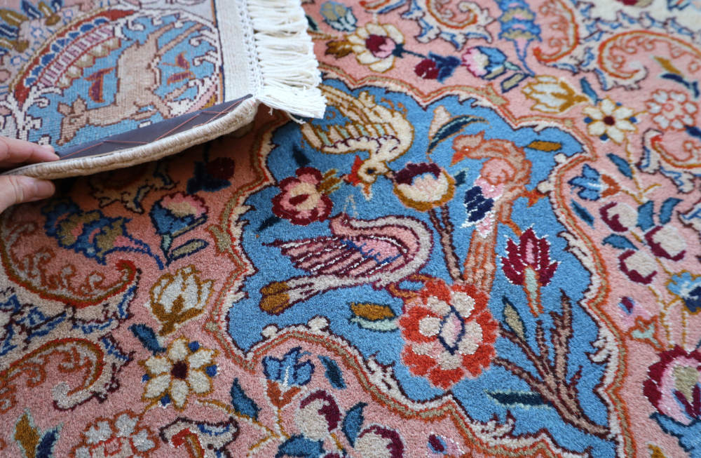 ペルシャ絨毯 イラン・カシュマル産 297×200cm ウール　テラコッタピンク×アイボリー