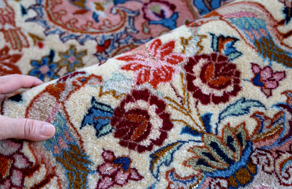 ペルシャ絨毯 イラン・カシュマル産 297×200cm ウール　テラコッタピンク×アイボリー