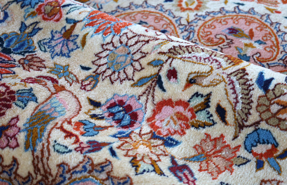 ペルシャ絨毯 イラン・カシュマル産 297×200cm ウール　テラコッタピンク×アイボリー