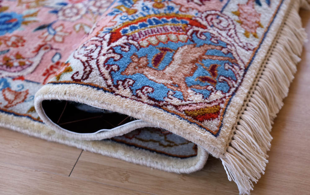 ペルシャ絨毯 イラン・カシュマル産 297×200cm ウール　テラコッタピンク×アイボリー