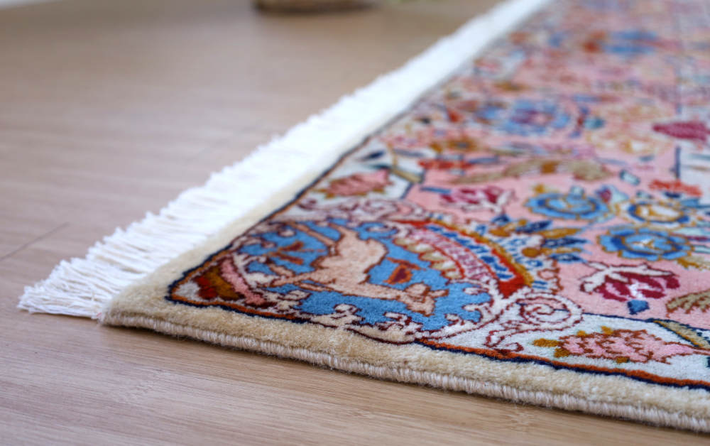 ペルシャ絨毯 イラン・カシュマル産 297×200cm ウール　テラコッタピンク×アイボリー