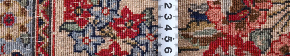 ペルシャ絨毯 イラン、カシャーン産 294×198cm ウール　アイボリー×オレンジ