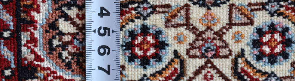 ペルシャ絨毯玄関マット イラン、ムード産 85×63cm ウール＆シルク　アイボリー