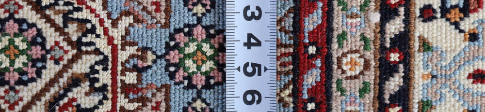 ペルシャ絨毯玄関マット イラン、ムード産 93×62cm ウール＆シルク　水色