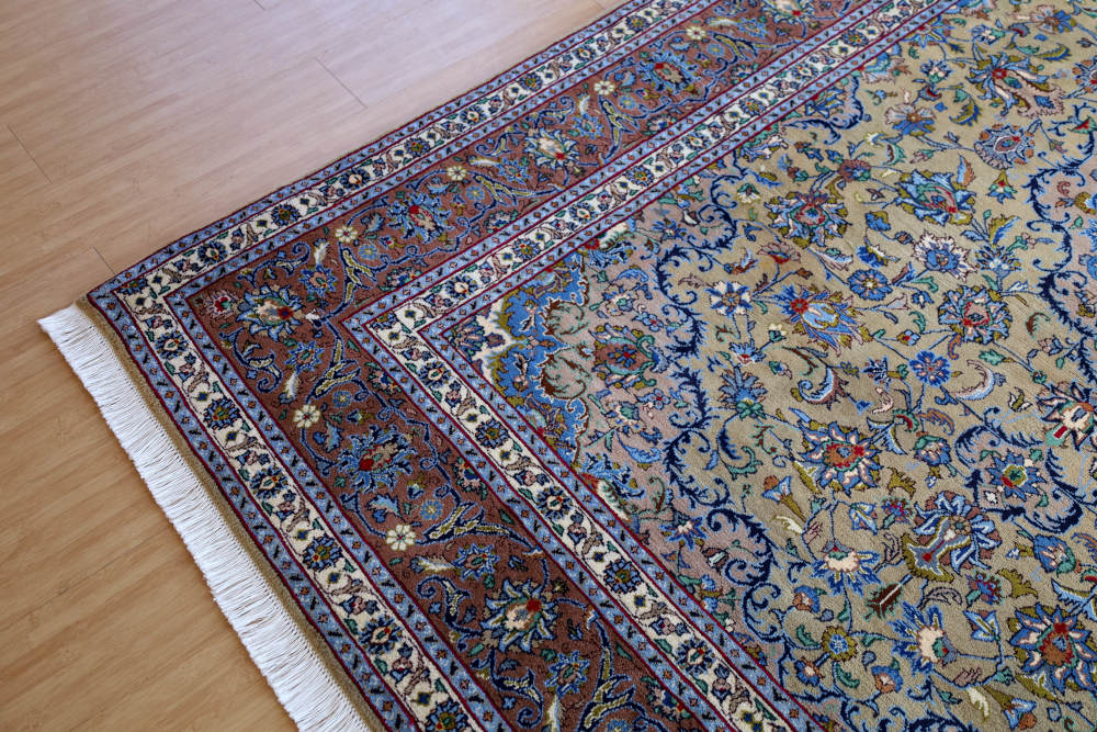 ペルシャ絨毯 イラン、カシャーン産 290×198cm　左下の角