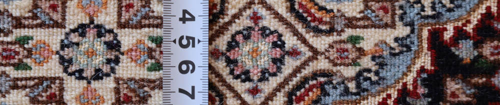 ペルシャ絨毯玄関マット イラン、ムード産 120×83cm の裏面の織り目の様子