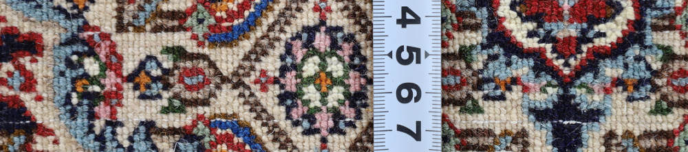 ペルシャ絨毯玄関マット イラン、ムード産 92×60cm の裏面の織り目の様子