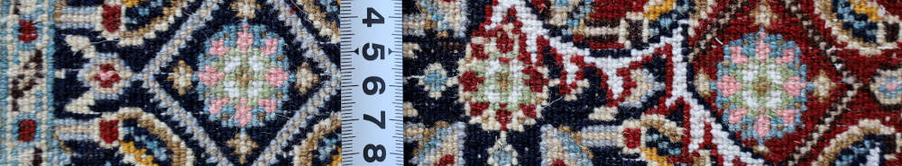 ペルシャ絨毯 イラン、ムード産 155×101cm の裏面の織り目の様子
