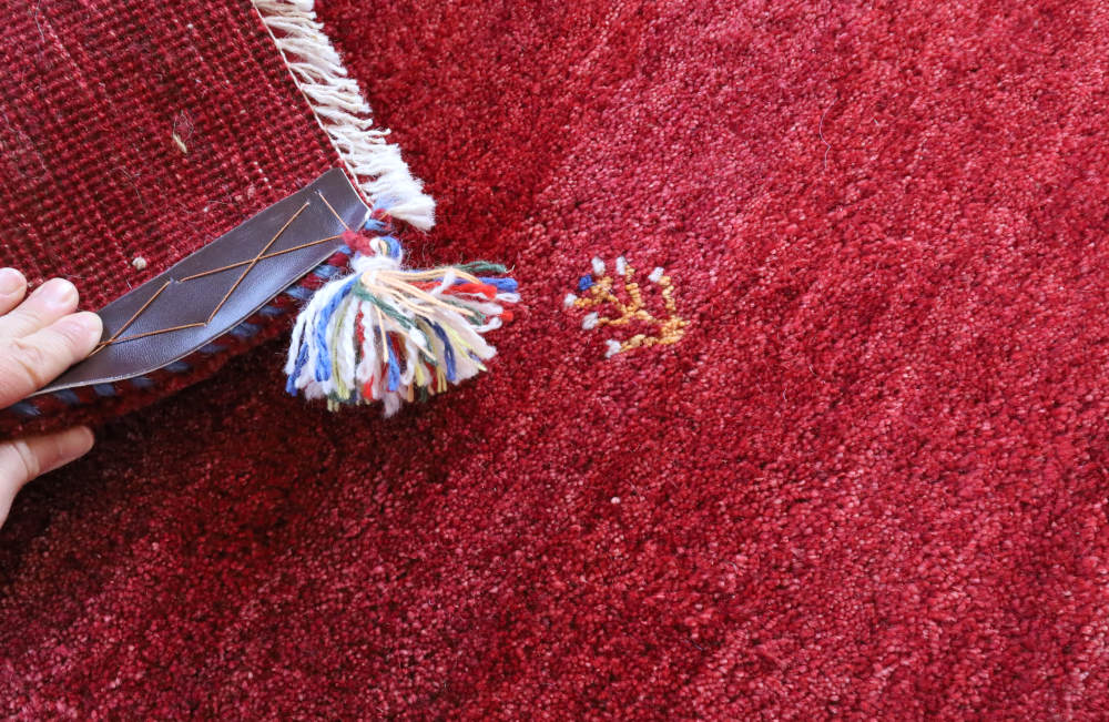 ギャッベ　玄関マットサイズ　95×56cm　赤