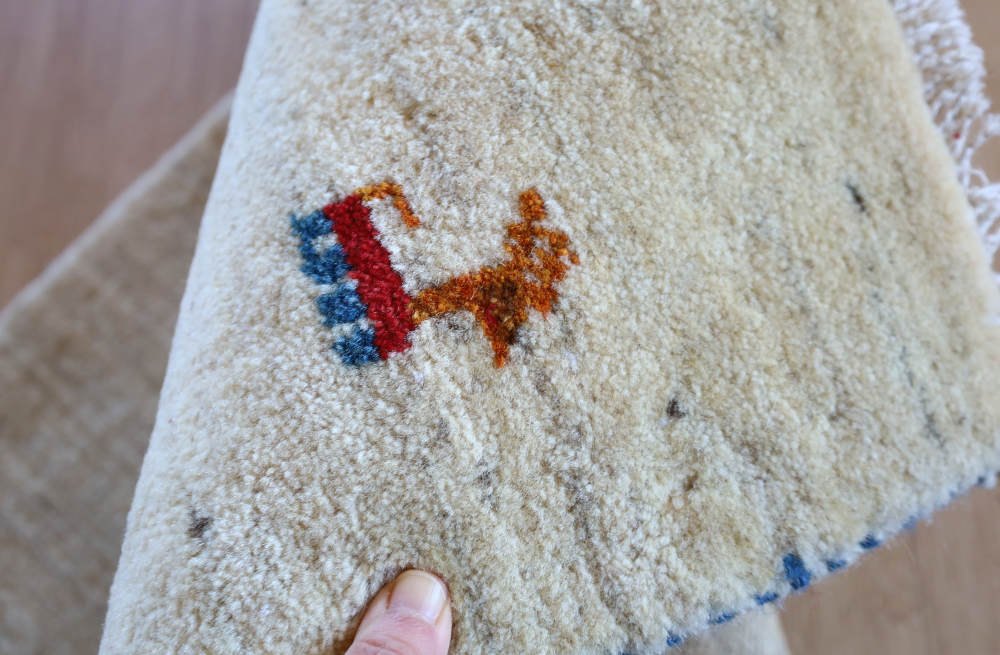 ギャッベ　玄関マットサイズ　90×62cm　アイボリー